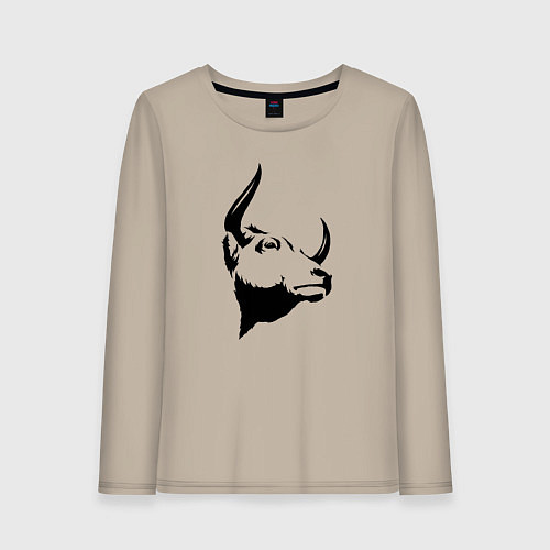 Женский лонгслив Голова быка / Миндальный – фото 1