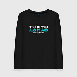 Лонгслив хлопковый женский Tokyo Inscription, цвет: черный