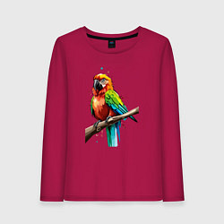Лонгслив хлопковый женский Попугай какаду, цвет: маджента