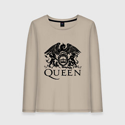 Лонгслив хлопковый женский Queen - logo, цвет: миндальный