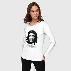 Лонгслив хлопковый женский Че Гевара черно белое, цвет: белый — фото 2