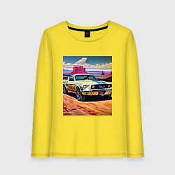Лонгслив хлопковый женский Авто Мустанг, цвет: желтый