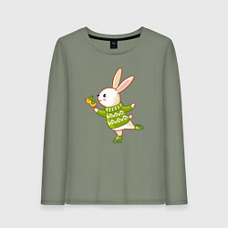 Лонгслив хлопковый женский Кролик на катке, цвет: авокадо