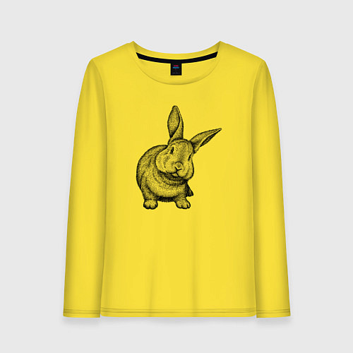 Женский лонгслив Кролик любопытный / Желтый – фото 1