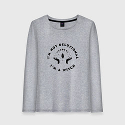 Лонгслив хлопковый женский Надпись Я ведьма, цвет: меланж