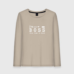 Лонгслив хлопковый женский Boss this time to work, цвет: миндальный