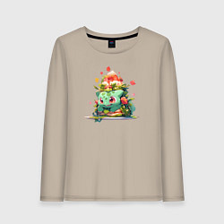 Женский лонгслив Малыш Бульбазавр