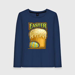 Лонгслив хлопковый женский Easter, цвет: тёмно-синий