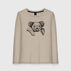 Лонгслив хлопковый женский Коала выглядывает, цвет: миндальный