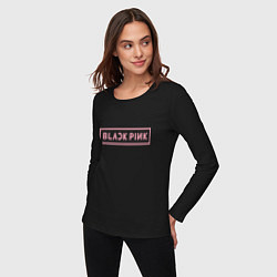 Лонгслив хлопковый женский Black pink - logotype - South Korea, цвет: черный — фото 2