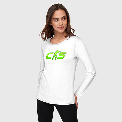 Женский лонгслив CS2 green logo / Белый – фото 3