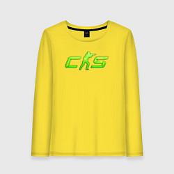 Лонгслив хлопковый женский CS2 green logo, цвет: желтый