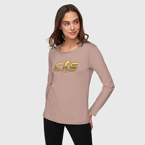 Женский лонгслив CS 2 gold logo / Пыльно-розовый – фото 3