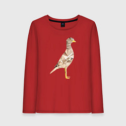 Лонгслив хлопковый женский Авдотка птица в стиле Low Poly, цвет: красный
