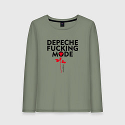 Лонгслив хлопковый женский Depeche Mode - Rose mode white, цвет: авокадо