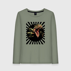 Лонгслив хлопковый женский Динозавры очень злые, цвет: авокадо