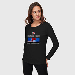 Лонгслив хлопковый женский Depeche Mode - Music for the Masses logo, цвет: черный — фото 2