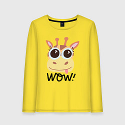 Лонгслив хлопковый женский Wow giraffe, цвет: желтый
