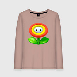Лонгслив хлопковый женский Цветок Марио, цвет: пыльно-розовый