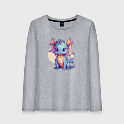 Лонгслив хлопковый женский Cute dragon cat, цвет: меланж