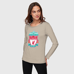 Лонгслив хлопковый женский Liverpool fc sport collection, цвет: миндальный — фото 2