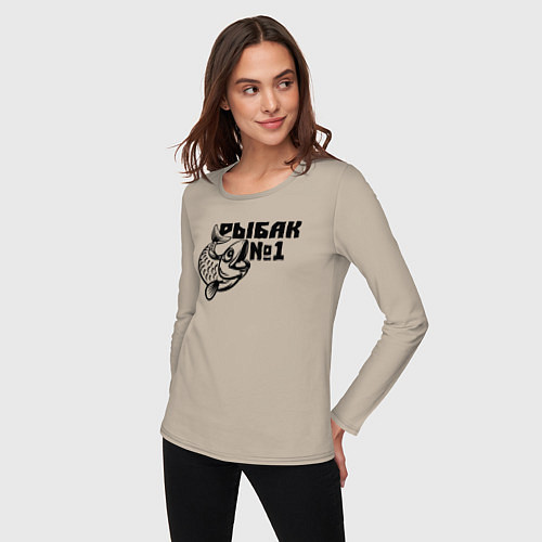 Женский лонгслив Рыбак 1 / Миндальный – фото 3