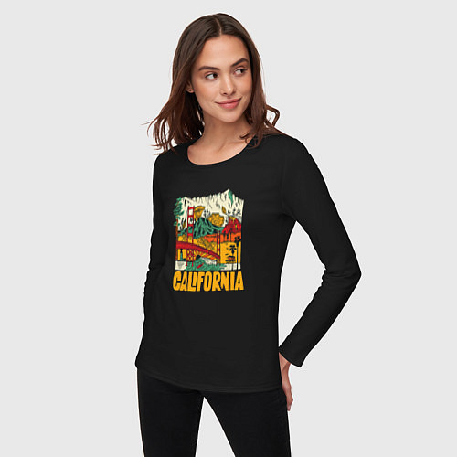 Женский лонгслив California mountains / Черный – фото 3