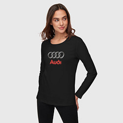 Лонгслив хлопковый женский Audi brend, цвет: черный — фото 2