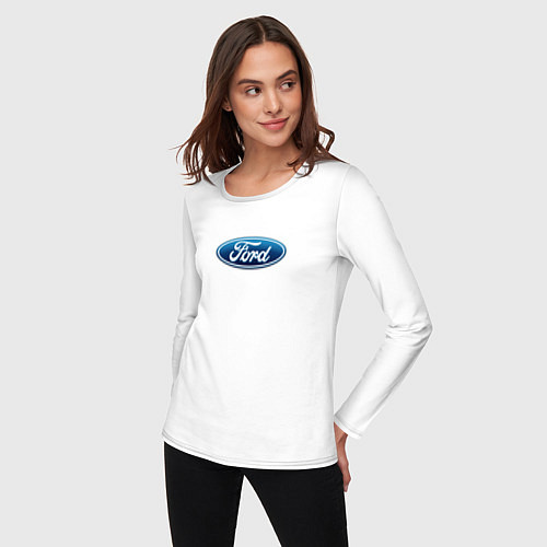 Женский лонгслив Ford usa auto brend / Белый – фото 3
