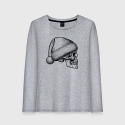 Лонгслив хлопковый женский Новогодний череп в профиль, цвет: меланж