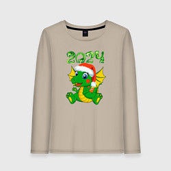 Лонгслив хлопковый женский Дракончик 20204, цвет: миндальный