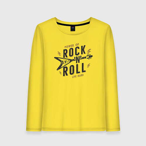 Женский лонгслив Power of rock n roll / Желтый – фото 1