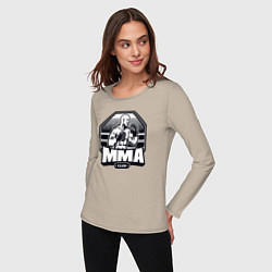 Лонгслив хлопковый женский MMA club, цвет: миндальный — фото 2