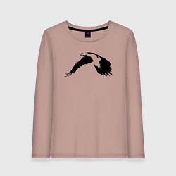 Лонгслив хлопковый женский Орёл в полёте трафарет, цвет: пыльно-розовый