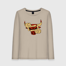 Лонгслив хлопковый женский Бык в кадре, цвет: миндальный