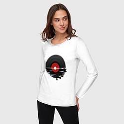 Лонгслив хлопковый женский Виниловая пластинка закат, цвет: белый — фото 2
