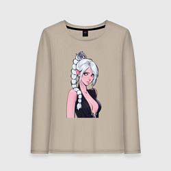 Лонгслив хлопковый женский Шэдоухарт - серебрянные волосы, цвет: миндальный