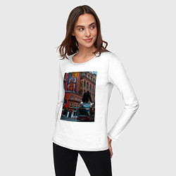 Лонгслив хлопковый женский MoMo - Лондон, цвет: белый — фото 2