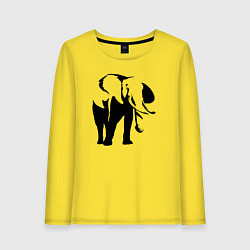 Лонгслив хлопковый женский Слон трафарет, цвет: желтый