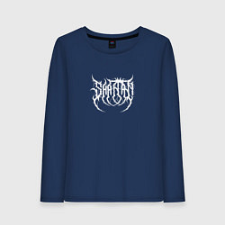 Лонгслив хлопковый женский Death metal ImSHAITAN logo, цвет: тёмно-синий