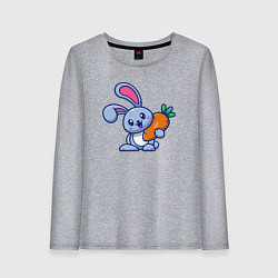Женский лонгслив Весёлый зайчик с морковкой