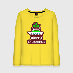 Лонгслив хлопковый женский Merry cruismas, цвет: желтый