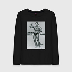 Лонгслив хлопковый женский Mister Schwarzenegger, цвет: черный
