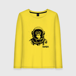 Лонгслив хлопковый женский Астронавт обезьяна nasa, цвет: желтый