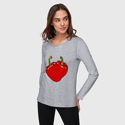 Лонгслив хлопковый женский Сердце из красных перцев как символ любви к еде, цвет: меланж — фото 2