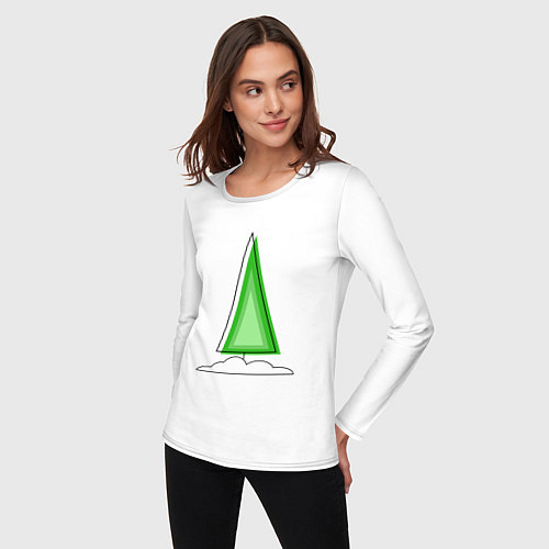 Женский лонгслив Новогоднее праздничное дерево / Белый – фото 3