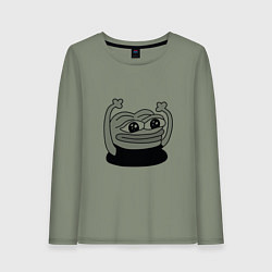 Лонгслив хлопковый женский Лягушонок радуется, цвет: авокадо
