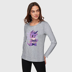 Лонгслив хлопковый женский Фиолетовый дракон в свитере, цвет: меланж — фото 2