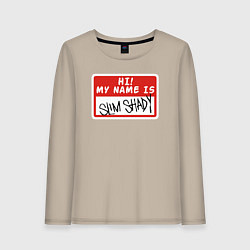 Лонгслив хлопковый женский Hi my name is, цвет: миндальный