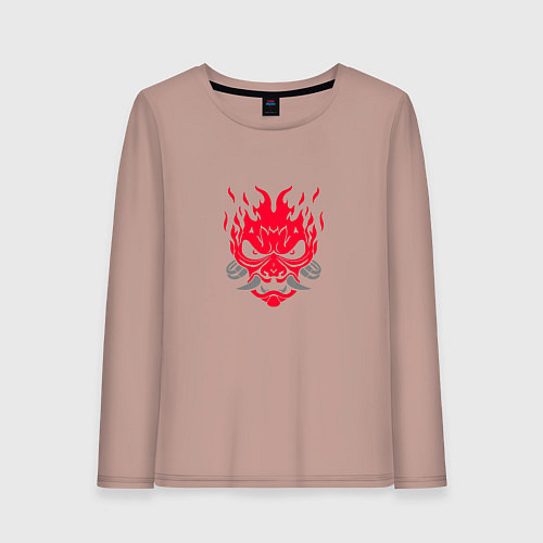 Женский лонгслив Логотип Samurai Cyberpunk 2077 - симметричный / Пыльно-розовый – фото 1